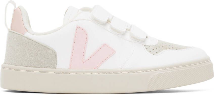 VEJA Kids White & Pink V-10 Sneakers - Picture 4