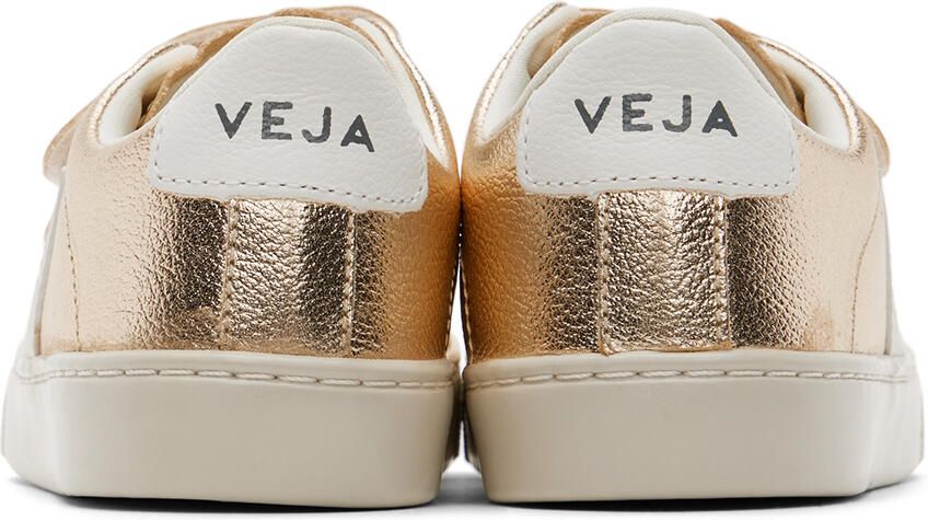 VEJA Kids Gold & White Leather Esplar Sneakers