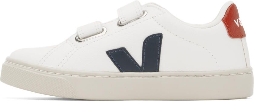 VEJA Kids White & Navy Leather Esplar Sneakers - Picture 4