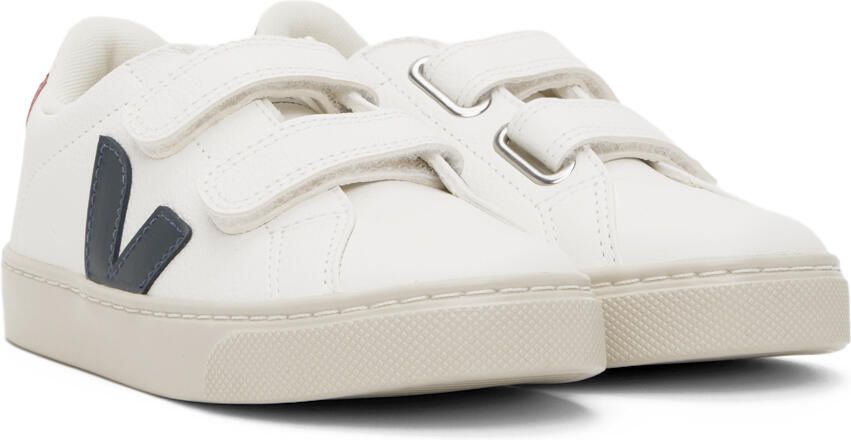 VEJA Kids White & Navy Leather Esplar Sneakers - Picture 2