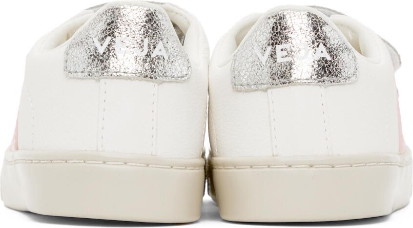 VEJA Kids White & Silver Leather Esplar Sneakers
