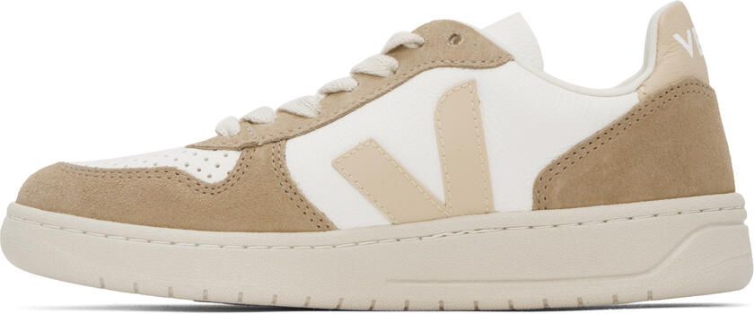 VEJA White & Tan V-10 Sneakers - Picture 3