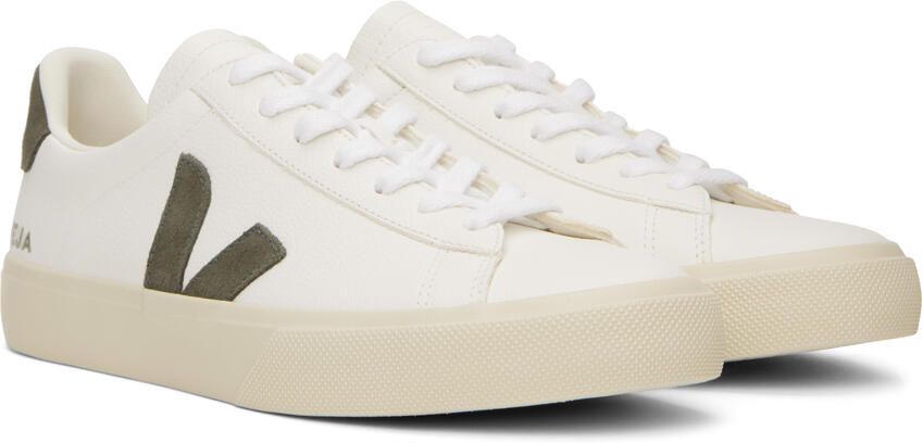 VEJA White & Khaki Leather Campo Sneakers - Picture 2