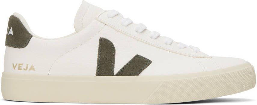 VEJA White & Khaki Leather Campo Sneakers - Picture 6