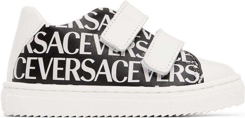 Versace Baby Black & White Allover Sneakers - Picture 4