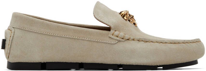 Versace Beige Suede Loafers - Picture 5