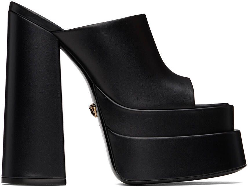 Versace Black Platform Heeled Sandals - Picture 7