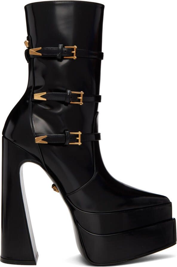 Versace Black Aevitas Pointy Platform Boots