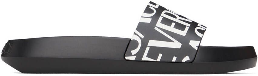 Versace Black Allover Slides - Picture 5