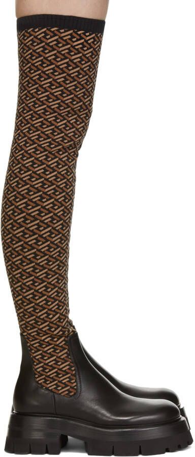 Versace Black & Brown Leonidas Boots - Picture 5