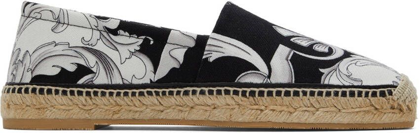 Versace Black & White Baroque Espadrilles - Picture 5