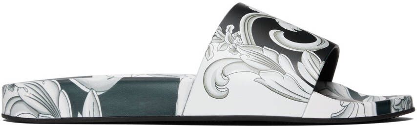 Versace Black & White Baroque Slides - Picture 5