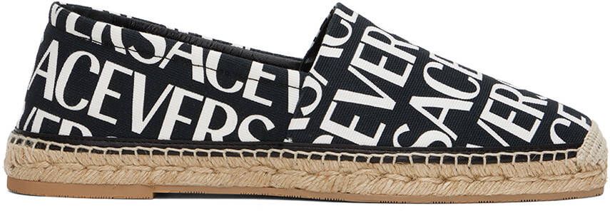Versace Black & White Logo Espadrilles - Picture 5