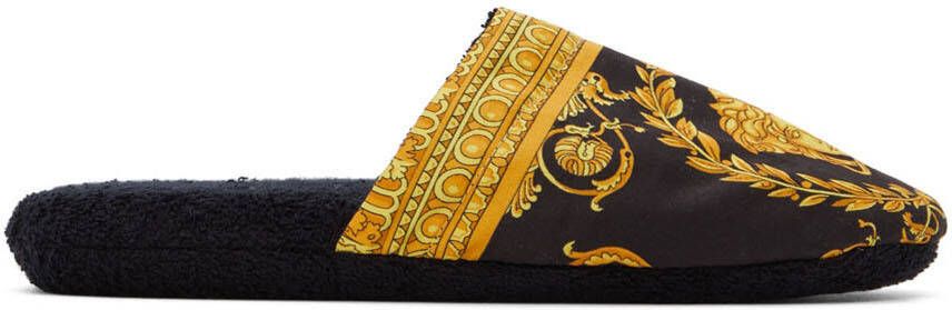Versace Black Baroque Slippers - Picture 4