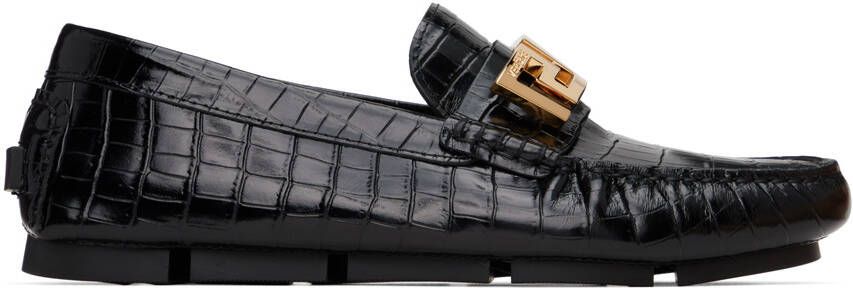 Versace Black Croc Greca Loafers - Picture 5