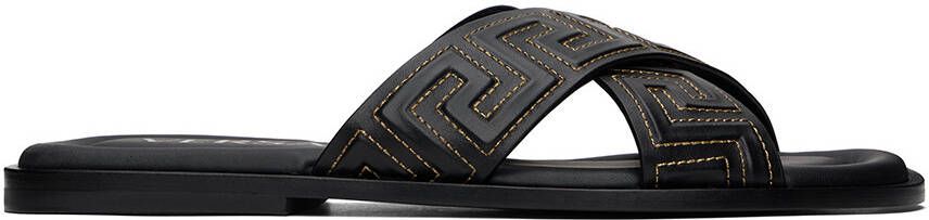 Versace Black Greca Sandals - Picture 5
