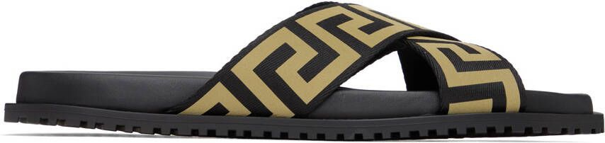 Versace Black Greca Sandals - Picture 5