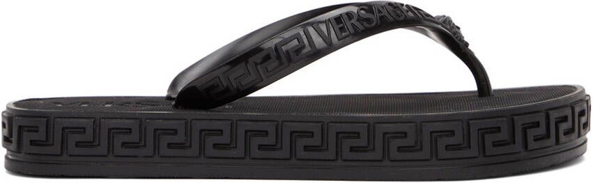 Versace Black Greca Sandals - Picture 5