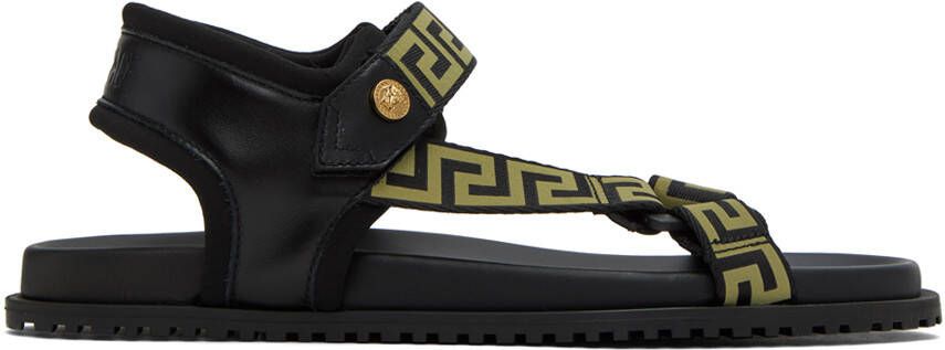 Versace Black Greca Sandals - Picture 5