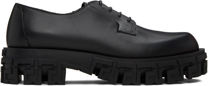Versace Black Greek Key Derbys - Picture 5