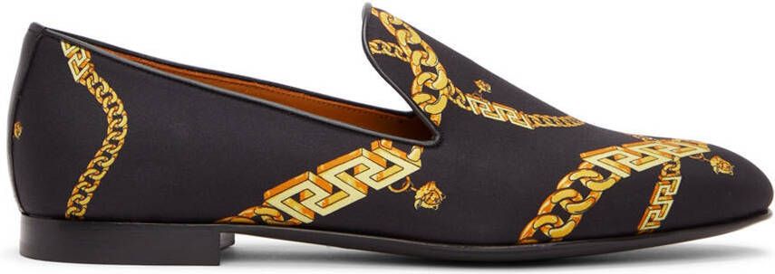 Versace Black 'La Greca' Chain Slippers - Picture 5