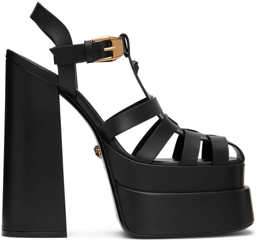 Versace Black La Medusa Platform Sandals - Picture 4