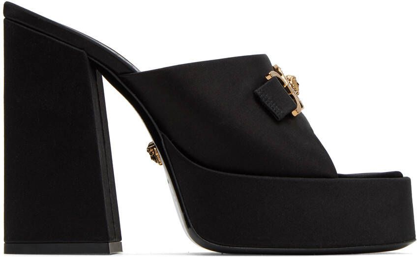 Versace Black Medusa '95 Satin Heeled Sandals - Picture 5