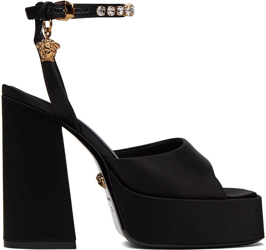 Versace Black Medusa Heeled Sandals - Picture 4