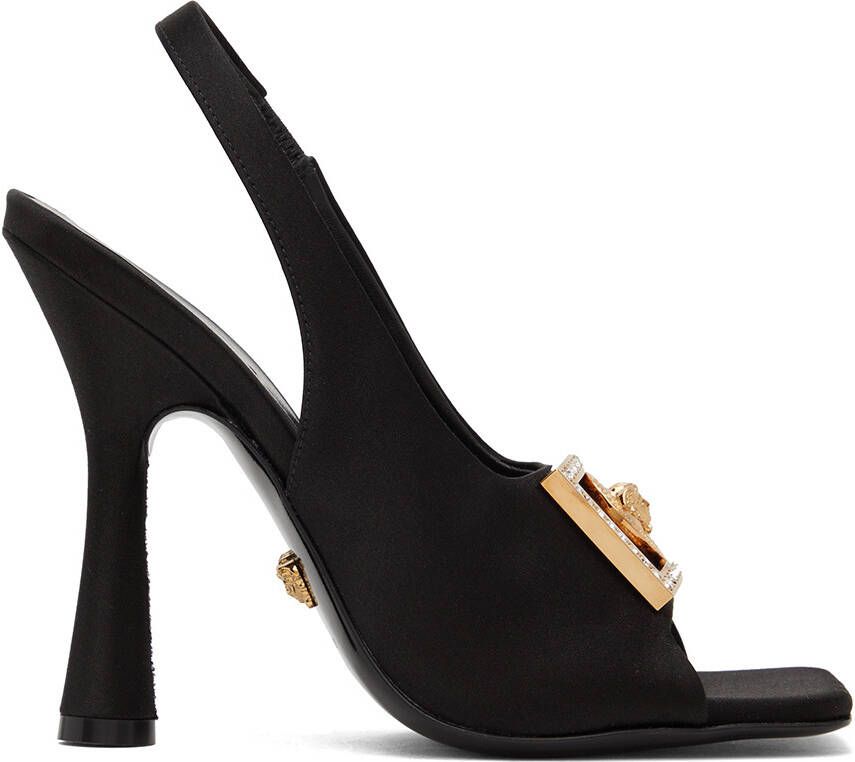 Versace Black Medusa Slingback Heeled Sandals