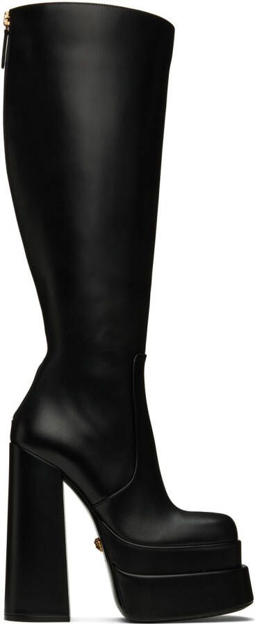 Versace Black Platform Tall Boots - Picture 3