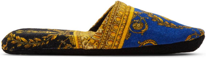 Versace Blue & Gold I Love Barocco Slippers - Picture 5