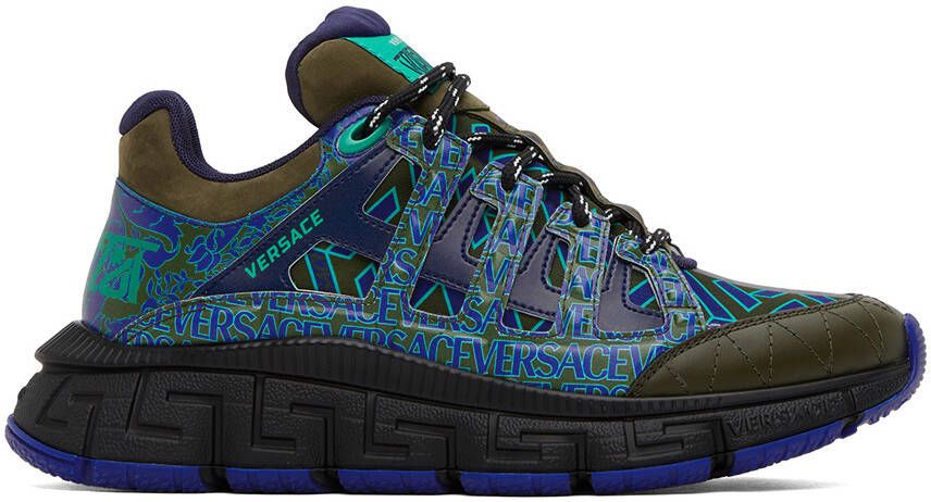 Versace Blue & Green Trigreca Sneakers - Picture 4