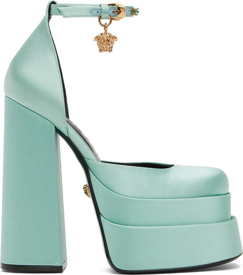 Versace Blue Medusa Aevitas Platform Heels