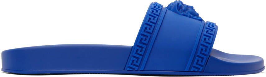 Versace Blue Palazzo Pool Slides - Picture 5