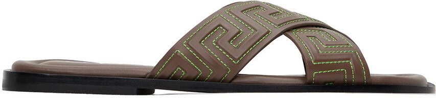 Versace Brown Greca Sandals - Picture 5