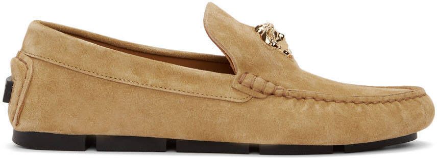 Versace Brown Suede 'La Medusa' Loafers - Picture 5