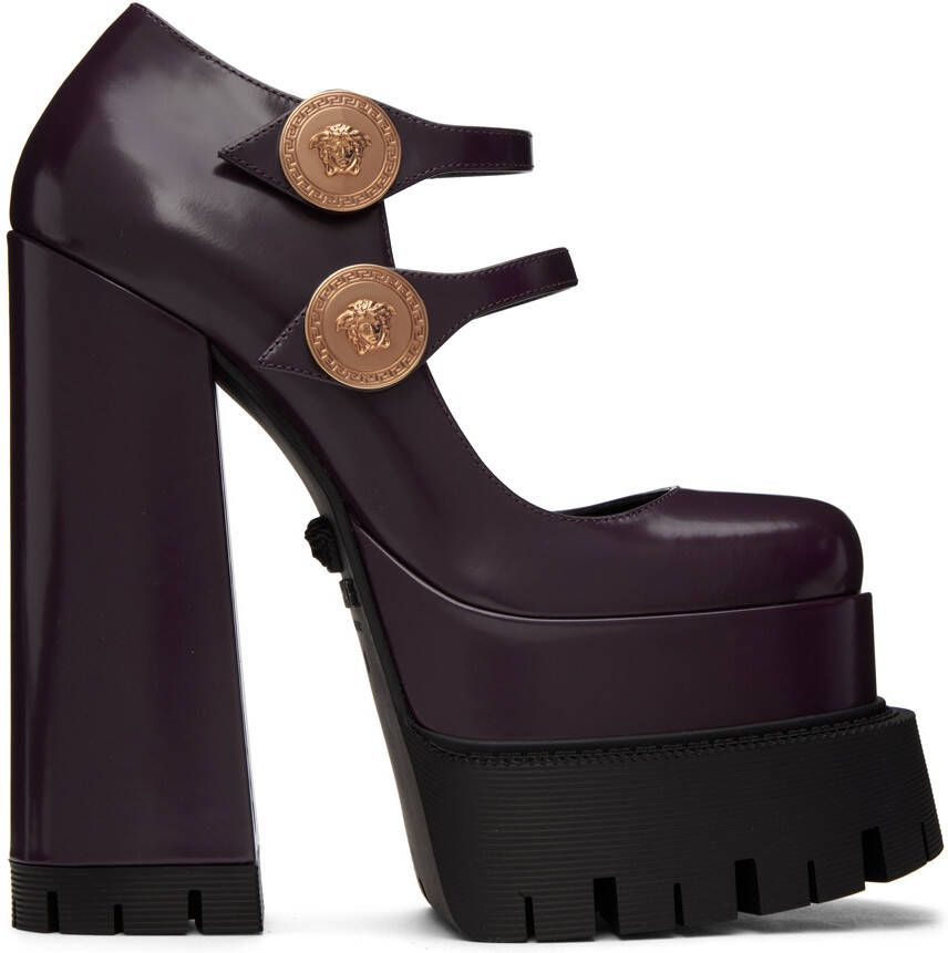 Versace Burgundy Medusa Aevitas Heels - Picture 5