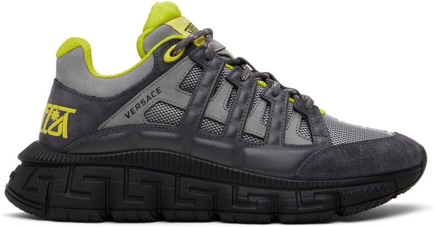 Versace Gray & Green Trigreca Sneakers - Picture 2