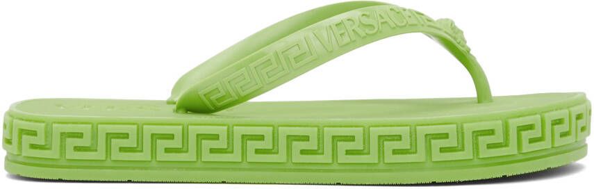 Versace Green Greca Sandals - Picture 5