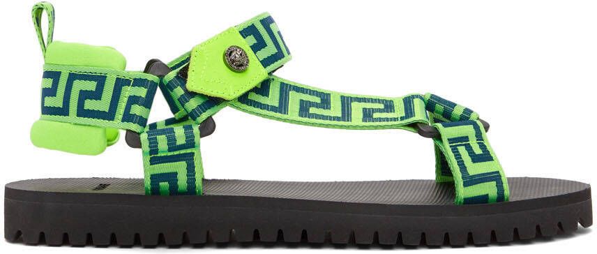 Versace Green 'La Greca' Sandals - Picture 5