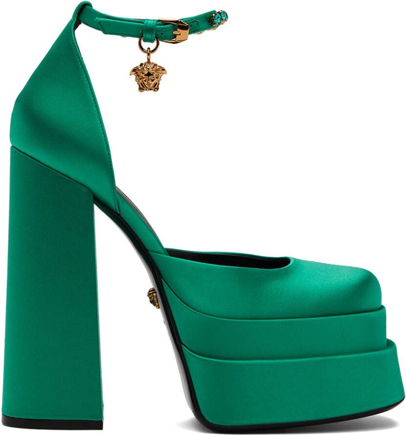 Versace Green Medusa Aevitas Platform Heels - Picture 5