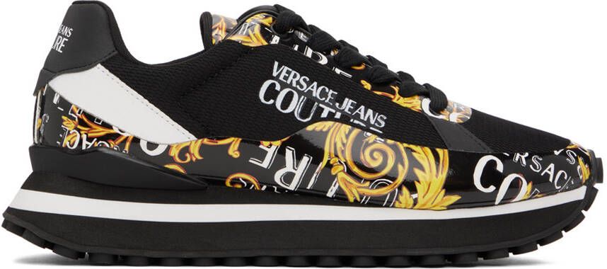 Versace Jeans Couture Black & Gold Fondo Spyke Sneakers - Picture 5