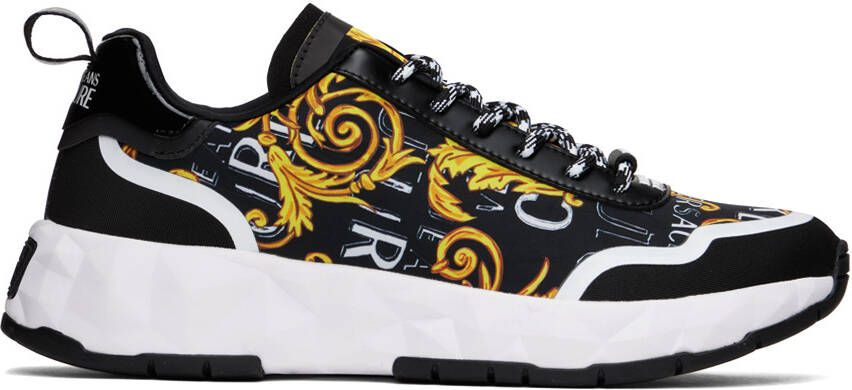 Versace Jeans Couture Black & Gold Graphic Sneakers - Picture 5