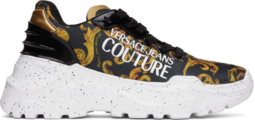 Versace Jeans Couture Black & Gold Printed Sneakers - Picture 5