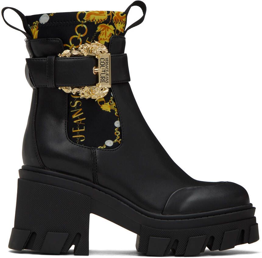 Versace Jeans Couture Black & Gold Sophie Boots - Picture 5