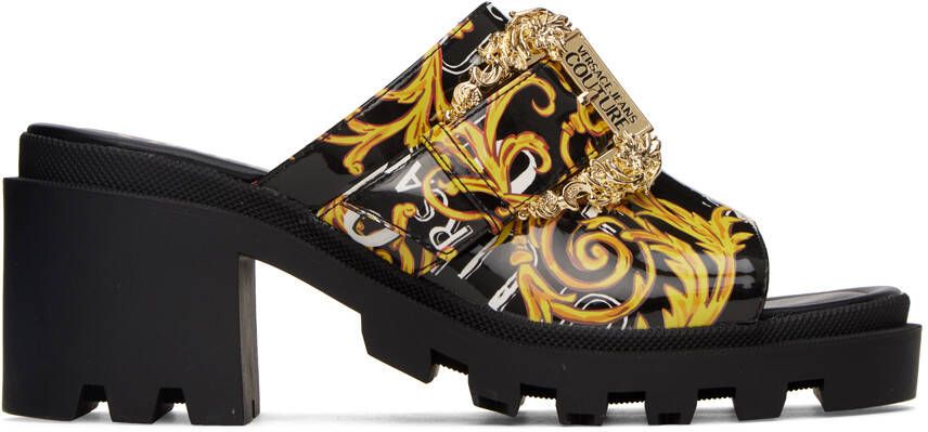 Versace Jeans Couture Black & Gold Winny Heeled Sandals - Picture 5