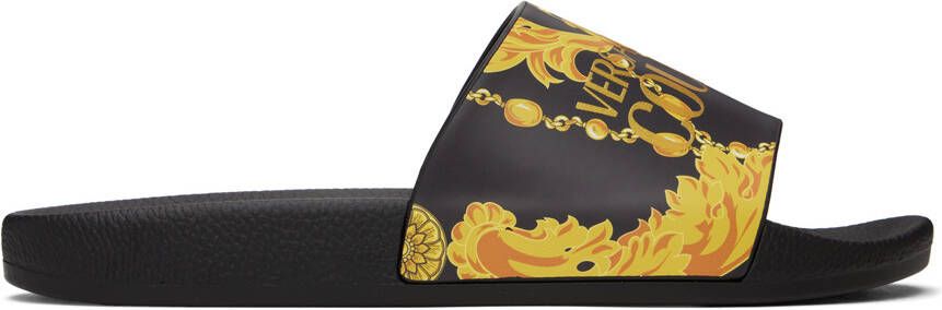 Versace Jeans Couture Black Barocco Slides - Picture 5