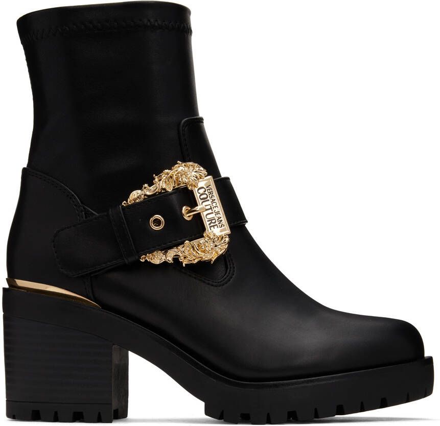 Versace Jeans Couture Black Buckle Ankle Boots - Picture 5