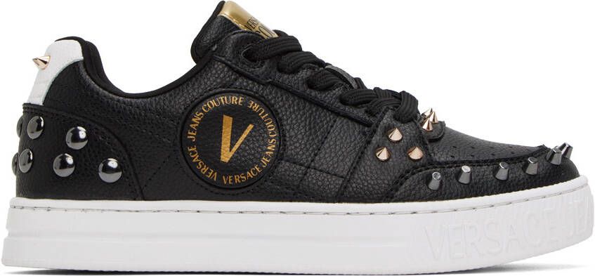 Versace Jeans Couture Black Court 88 Spiked Sneakers - Picture 5