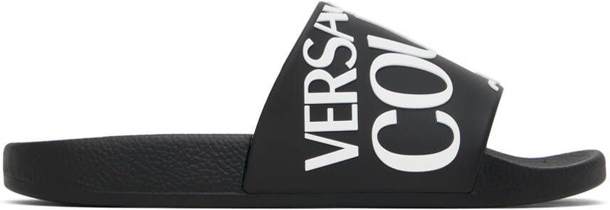 Versace Jeans Couture Black Embossed Pool Slides - Picture 5